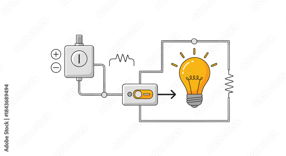 Educational diagram of a basic electrical circuit showing the flow of ...