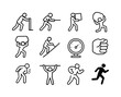 © Coosh448 - Extreme Physical Icons. Extreme physical tasks. Line icon set of