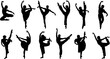 © Pixel Verses - A Set of vector silhouettes of dancing choreographies physical exercises gymnastics