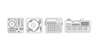 © supplement - Outline of dj equipment: turntables, drum machine, synthesizer, dj controller