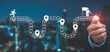 © fatemaakter - Navigating Success: A visual representation of a journey towards achieving goals. It depicts the strategic process of reaching destinations by following a path, highlighting the achievement.