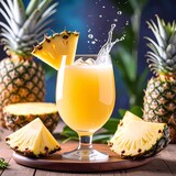 fresh pineapple juice in a fancy glass