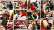 © New Africa - Christmas and winter holidays celebration. Photos of happy couples combined in collage