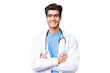 © luismolinero - Young doctor man over isolated background keeping the arms crossed in frontal position