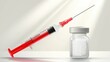 © Solaz - Close up of a syringe filled with red liquid ready for injection