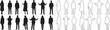 © hum lab - Collection of Diverse Standing People Vector Silhouettes and Outline Figures isolated PNG with Transparent Background