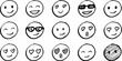 © Bijon - A collection of hand drawn smiling face emoticons with varied expressions