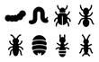 © AniaNoor - Insect and Larva Silhouettes caterpillar beetle