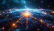 © ezra - Abstract Technological Singularity: An artistic depiction of interconnected nodes in a digital network, with light trails suggesting data flow and the convergence of technology.