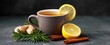 © ckybe - Warm fresh ginger tea with lemon wedges and cinnamon bark in a cozy cup