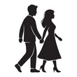 © SadikurRahman - Couple walking hand in hand silhouette vector illustration for romance and r