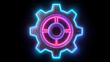 © NTGUILTY - Neon gear symbol with bright colors and glowing effect