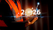 © PRIM - Engineer holding laptop showing 2026 year target and rising growth graph. Construction business planning, industrial success concept, future development strategy, and financial goals.