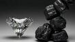© Its Cloud - The striking contrast between a brilliant diamond and rough coal, showcasing carbon's diverse forms