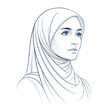 © Muhammad - Portrait of a Woman Wearing a Hijab in Line Art Style