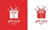 © sajed - Gift card icon with bow and sparkles on red and white backgrounds