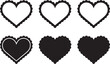 © Masud - Scalloped edge heart shapes set. Simple heart scalloped border. Fabric laces silhouette frame. Repeat cute vintage frill ornament. Texture ribbons. Vector illustration isolated on white background