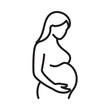 © mdsaikat - A simple black and white line drawing depicts a pregnant woman in profile gently cradling her visibly rounded abdomen with one hand