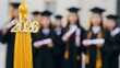 © AiStock B - Close-up of golden 2026 graduation tassel with blurred students celebrating academic achievement