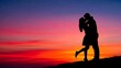 © Dhiditz - Couple Kissing at Sunset Silhouette.