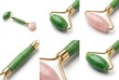 © gankevstock - Jade and rose quartz facial roller on white background