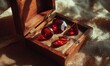 © TheoTheWizard - A wooden box with four red gems inside