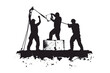 © Amrita - Silhouette of Builders at Work: A dynamic silhouette captures a team of dedicated builders working together on a construction project, emphasizing collaboration and progress.