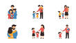 © aditya - Loving family moments and parental care with children in diverse flat design illustrations