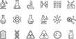 © Sumon Creative - Science laboratory line icon set with microscope test tube atom DNA chemistry research symbols