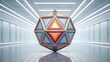 © NoorArt Studio - Vibrant polyhedron in futuristic corridor with neon lights