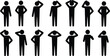 © MdShahin - Stick Figure Poses Showing Confusion and Thought on White Background Keywords: stick figure, person, man, woman, pose, gesture