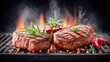 © Stepflow - Grilled steaks with herbs and spices on a hot grill