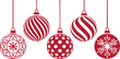 © Rahim - Red Christmas balls vector set with realistic details, hanging ornaments, no background, clean shiny festive holiday design elements.