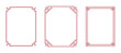 © Alyona - Korean red traditional frames, line borders set with knot corners ornament. Asian square decoration collection. certificate frame, antique china border