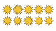 © rocky - Hand-drawn yellow starburst icons on white background for design and decoration