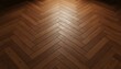 © Olga Gorkun - Classic, elegant brown hardwood floor arranged in a sophisticated herringbone parquet pattern is lit dramatically from above