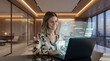 © Rendara Studio - Smiling Woman Using AI Productivity Tools in Modern Office
