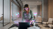 © Rendara Studio - Marketing Analyst Woman Reviewing Campaign Metrics Augmented Interface