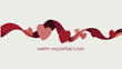 © Seth - Minimalist flat illustration of a flowing ribbon with hearts and happy valentine's day text on a white background