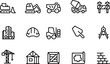 © MD - Construction icons set heavy machinery tools safety equipment architecture blueprint building site development industry