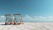 © Thiago - Two deck chairs on a pristine beach with a clear blue sky, evoking a sense of relaxation and tranquility. The scene is perfect for a peaceful getaway.