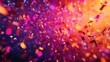 © sevector - Brightly colored confetti pieces exploding and falling across a gradient background of pink, purple, and orange hues, creating a dynamic and festive atmosphere