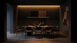 © wrisand - moody dining room interior design inspiration with black, deep brown, and soft amber color scheme