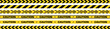 © ExtremeStock - Caution warning barrier tape sign for web site road warning, Black and yellow line. Seamless barrier. Included brushes,