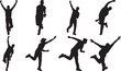 © Graphic Fizz - Dynamic silhouettes of people jumping and running on transparent background