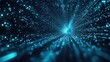 © PikePicture - Digital stream of interconnected blue data particles flowing rapidly through an abstract cyber tunnel, representing advanced network technology, information transfer, and global communication