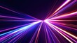 © sevector - Vibrant neon light trails creating a dynamic perspective of high speed motion, symbolizing fast data, future technology, and abstract digital communication flowing through a futuristic network