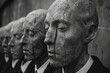 © João Macedo - Cracked stone busts wearing suits representing social order and conformity