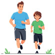 © supplement - Father and son running together outdoors - cartoon vector