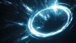 © PikePicture - Swirling blue light forming a dynamic energy ring against a dark background, illustrating concepts of technology, data flow, quantum physics, and powerful cosmic phenomena